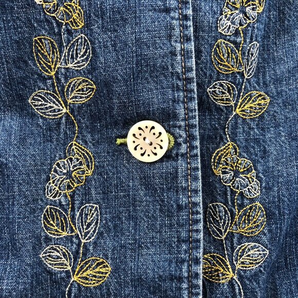 Sigrid Olsen Womens Denim Jean Jacket 12 Embroidered Vintage Button Front Blue - Picture 7 of 14